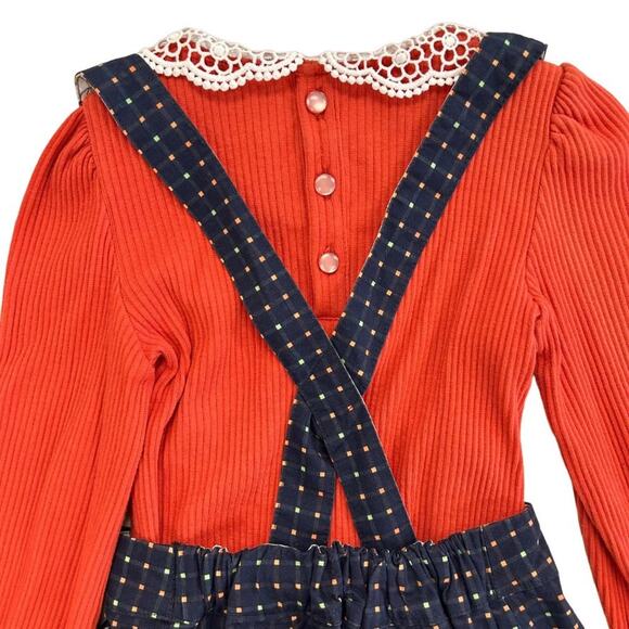 Little Lord & Lady 2 Piece Top Polka Dot Overall Dress Set Girls 3-4 - Picture 7 of 9